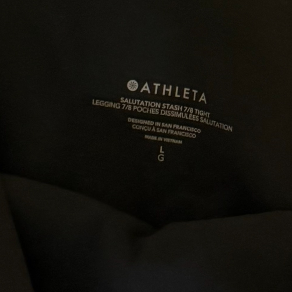 Athleta Black Salutation Stash Pocket High Rise Large💎EUC Retail $109 - Picture 4 of 11